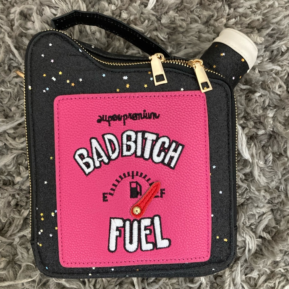 Black sparkly bad b*tch fuel purse handbag